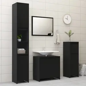 Berkfield 4 Piece Bathroom Furniture Set Black Engineered Wood