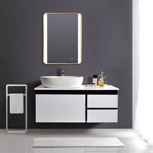 Brushed Brass 800mm x 600mm Frame Mirror with Colour Change (13630)