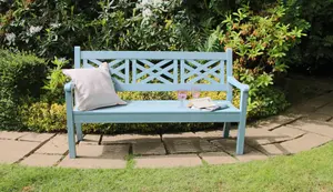 Winawood Speyside 3 Seater Wood Effect Bench - Powder Blue