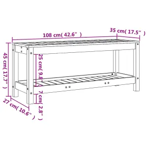 Berkfield Garden Bench Black 108x35x45 cm Solid Wood Pine