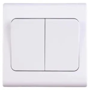 Deta S1346 Slimline Wide Rocker Light Switch 2 Gang 2 Way SP 10 Amp