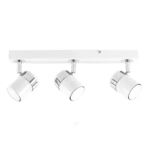 ValueLights Rosie White Ceiling Bar Spotlight and GU10 Spotlight LED 5W Cool White 6500K Bulbs