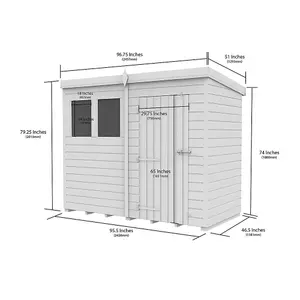 DIY Sheds 8x4 Pent Shed - Single Door With Windows