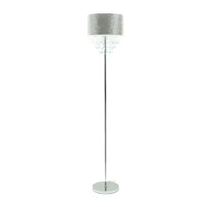 ValueLights Bonita Silver Glitter Droplet Shade Floor Lamp and LED Bulb