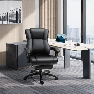 Vinsetto Executive Office Chair: High-Back Swivel Recliner, PU Leather, Footrest & Wheels, Black | Aosom UK