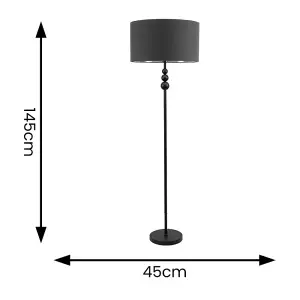 ValueLights Marissa Black Stacked Ball Floor Lamp with Charcoal with Chrome Inner Lamp Shade and LED Bulb