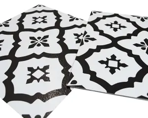 FloorPops Comet Pack of 10 Peel & Stick Vinyl Floor Tiles Black White Pattern