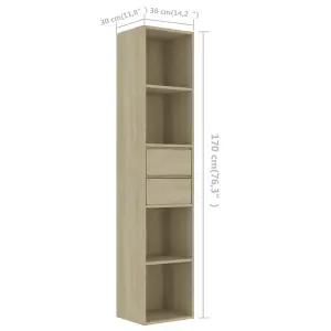 Berkfield Book Cabinet Sonoma Oak 36x30x171 cm Engineered Wood