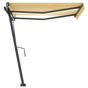 Berkfield Manual Retractable Awning with LED 300x250 cm Yellow and White