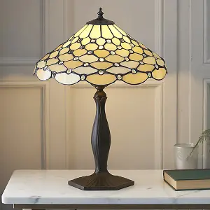 Luminosa Tiffany Pearl 1 Light Medium Pearl Table Lamp Dark Bronze