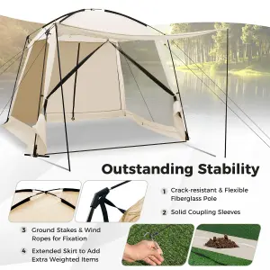 Costway 3 x 3 M Portable Camping Canopy Tent Screen Shelter Gazebo W/ Zippered Door