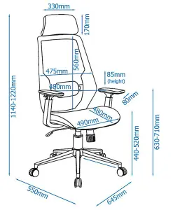 Clifton office chair with wheels in black