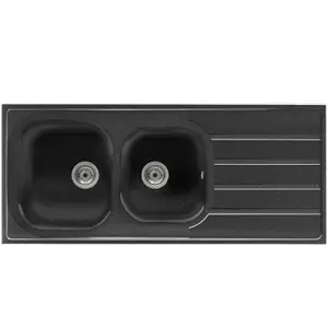 Liquida DK20BL 2.0 Bowl SMC Composite Reversible Inset Large Black Kitchen Sink