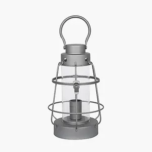 Grey Metal and Clear Glass  Oil Lantern Table Lamp