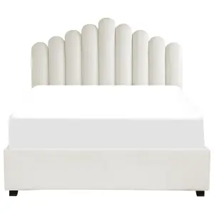 Velvet EU Double Size Ottoman Bed Off White VINCENNES