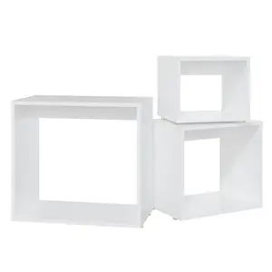 Side Tables 3 pcs Engineered Wood (Set of 3) White / White