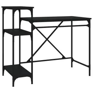 Berkfield Desk with Shelves Black 105x50x90 cm Engineered Wood&Iron