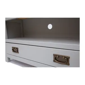 Argenta Light Grey 1 Drawer TV Cabinet Brass Drop Handle