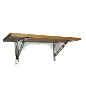 Solid Pine Rustical Shelf Medium Oak with 2406 Bracket 25x120cm