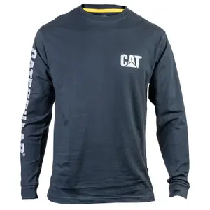 Caterpillar - Trademark Banner Long Sleeve T-Shirt - Blue - Tee Shirt - XXXXL