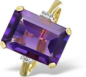 Amethyst 6.40Ct And Diamond 9K Gold Ring