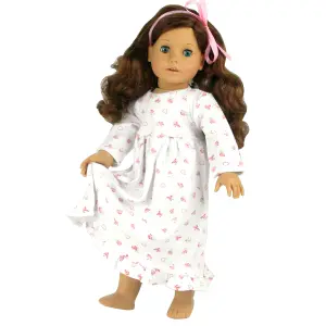 Sophia's by Teamson Kids Floral Print Nightgown for 18'' Dolls, White