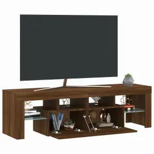 Berkfield TV Cabinet with LED Lights Brown Oak 140x36.5x40 cm