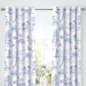 Eastern Garden Blackout Pair of Eyelet Curtains