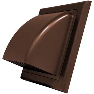 Brown Gravity Flap for 100 mm / 4" Round Wall Outlet - Ventilation Duct Cover with Non-Return Shutters and Rear Spigot