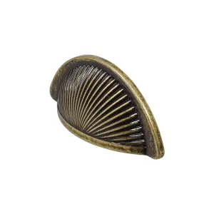 DecorAndDecor - ARRO Antique Brass Half Moon Shaker Cup Cabinet Knob Drawer Cupboard Kitchen Pull Handles - Pair