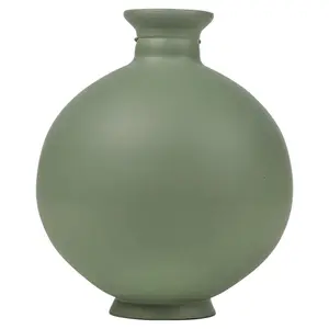 URBNLIVING 2.5L Olive Large Round Glass Opera Ball Vase Ceramic Look Ornament Living Room Home Decor