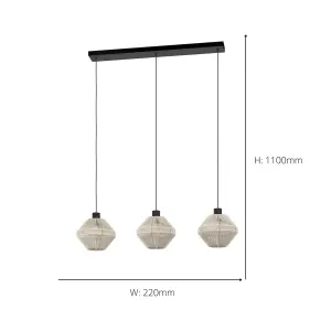 EGLO Midsumer Timeless Fabric Three Light Pendant