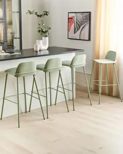 Set of 4 Bar Chairs MORA Light Green