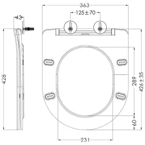 Rimless Matt Black Close Coupled Toilet with Soft Close Seat & Dual Flush