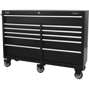 11 Drawer Black Portable Tool Chest with Locking System and Heavy-Duty Design