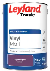 Leyland Trade Vinyl Matt Walls & Ceilings Emulsion Paint Magic Magenta (PPG1180-7) 5L