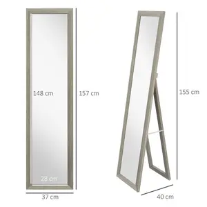 Mahalet Rectangle Wood Floor Mirror Grey