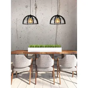 Lucide Dikra Modern Bar Pendant Light - 2xE27 - Black