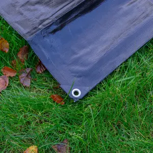 premium grade waterproof tough 240gsm black tarpaulins/builders tarps/camping ground sheet cover up (6m x 10m)