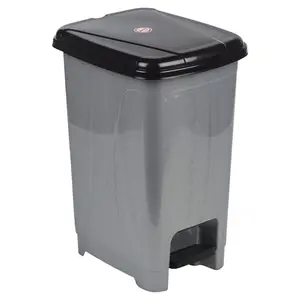 Esmerelda Plastic Pedal Lid Pedal Bin - 15.45L Black/Grey