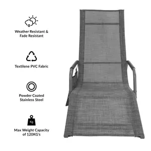 GardenKraft Outdoor Rocking Sun Loungers - Grey Colour with Side Bag