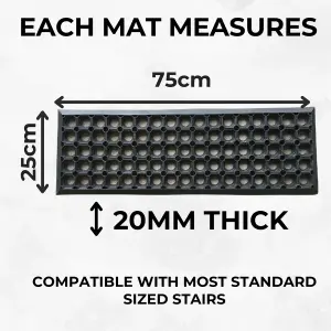 Rubber Safety Stair Tread Mat - Heavy Duty - Non-Slip - 75 cm x 25 cm - 20 mm Thick