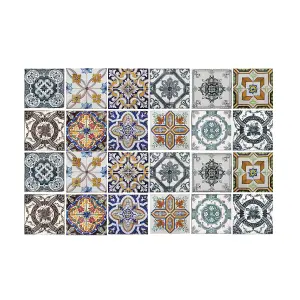 24 Pieces 15x15cm Corfu Colourful Mediterranean Tile Stickers