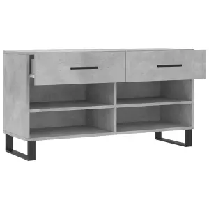 Berkfield Shoe Bench Concrete Grey 102x35x55 cm Engineered Wood