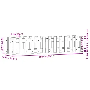 Berkfield Garden Raised Bed with Fence Design Black 150x30x30 cm Solid Wood Pine