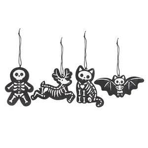 Something Different Skeleton Cookie Ornament Set (Pack of 4) Black/White (One Size)