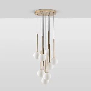 houseof Brass Frosted Shade Opal Ball Cluster Ceiling Light - Gold