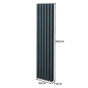 Oval Column Radiator & Valves - 1600mm x 360mm - Anthracite Grey