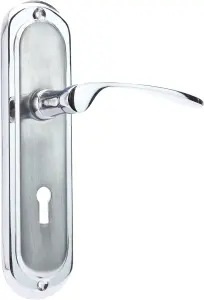 Sandleford Hainton Door Handle Lock Lever Set - Dual Tone Polished & Brushed Chrome