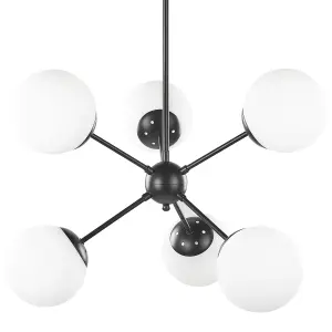 6 Light Metal Pendant Lamp Black ADAWRO